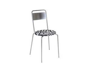 Petit Rond Chair | Stainless Steel / Zebra Fabric