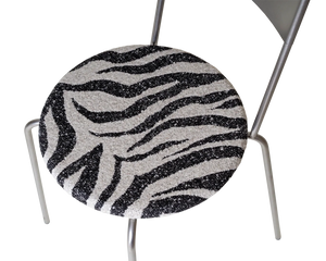 Petit Rond Chair | Stainless Steel / Zebra Fabric