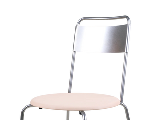 Petit Rond Chair | Stainless Steel / Leather Seat