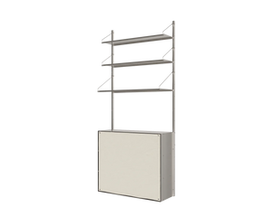 Shelf Library Canvas Cabinet Section | Stainless Steel / Canvas | H185.2 / W80