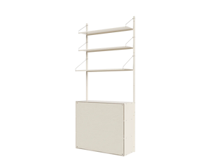Shelf Library Canvas Cabinet Section | Warm White Steel / Canvas | H185.2 / W80