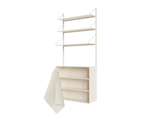 Shelf Library Canvas Cabinet Section | Warm White Steel / Canvas | H185.2 / W80