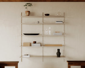 Shelf Library Double Section | Warm White Steel | H185.2 / W80