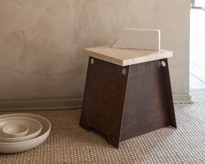 FRAMA 64 Plinth | Corten Steel / Travertine