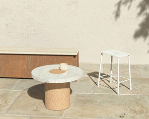 FRAMA 64 Bench | Corten Steel / Travertine