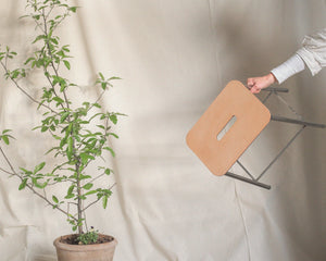 FRAMA Adam Stool | Raw Steel / Natural Leather | H50