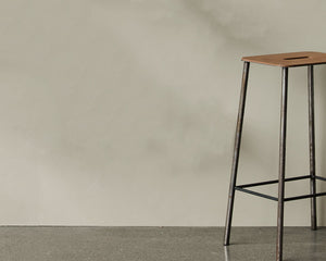 FRAMA Stool | Raw Steel / Natural Leather | H65 / Context