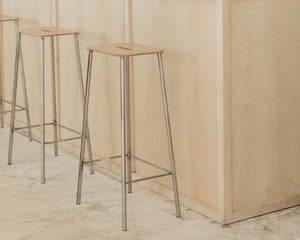 Adam Stool | Raw Steel / Natural Leather | H76