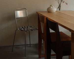 Petit Rond Chair | Stainless Steel / Zebra Fabric