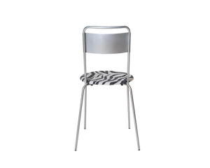 Petit Rond Chair | Stainless Steel / Zebra Fabric