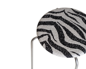 Petit Rond Stool | Stainless Steel / Zebra Fabric