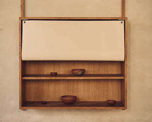 Shelf Library Canvas Cabinet Section | Natural Oak / Canvas | H185.2 / W80
