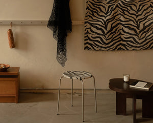 FRAMA Petit Rond Stool | Stainless Steel / Zebra Fabric