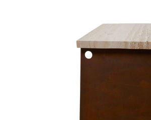 FRAMA 64 Plinth | Corten Steel / Travertine