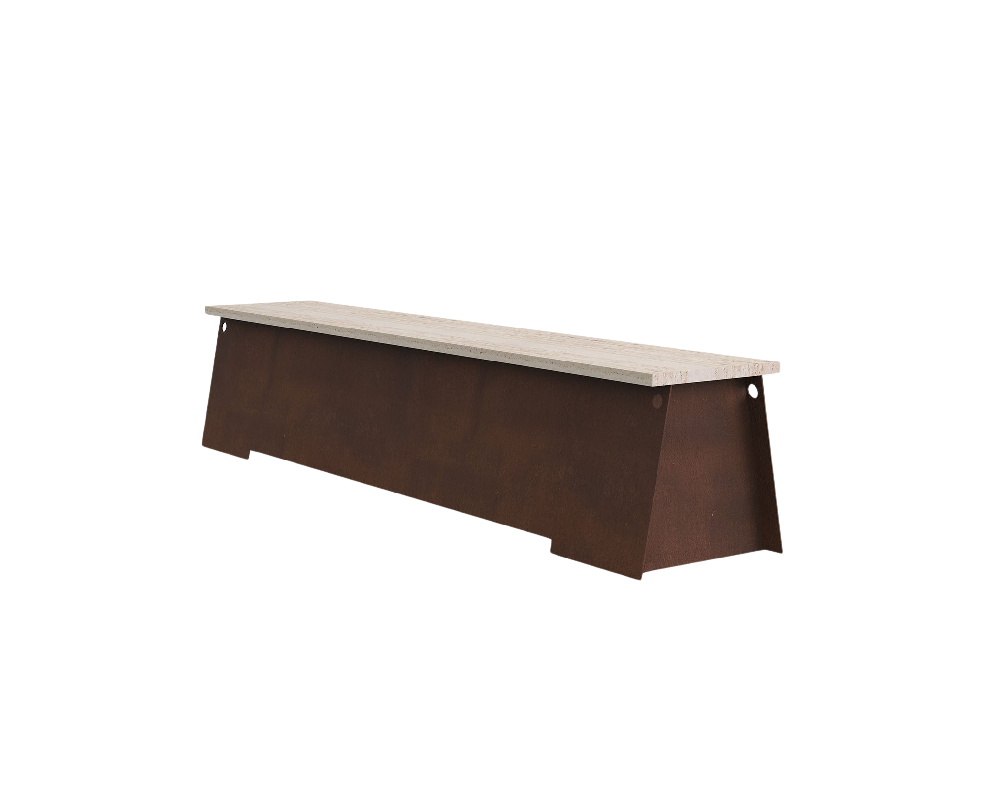 frama 64 Bench | Corten Steel / Travertine
