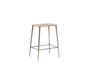 FRAMA Adam Stool | Raw Steel / Natural Leather | H50