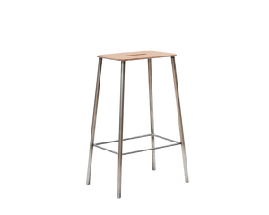 Adam FRAMA Stool | Raw Steel / Natural Leather | H65