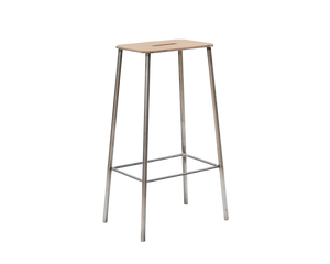 FRAMA Adam Stool | Raw Steel / Natural Leather | H76